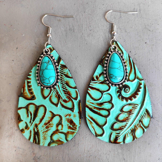 Artificial Turquoise Teardrop Earrings Carauana Store