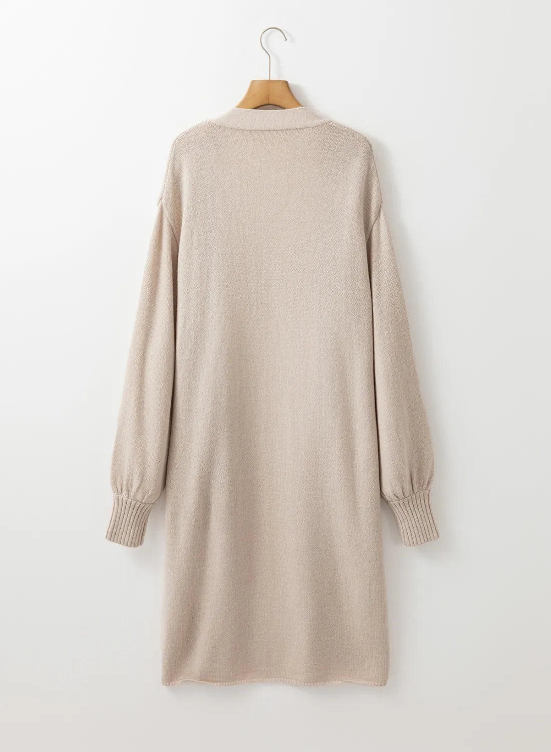 Pocketed Open Front Long Sleeve Cardigan Carauana Store