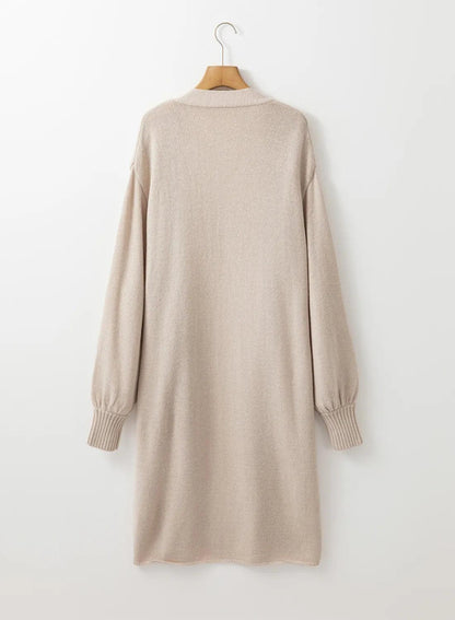 Pocketed Open Front Long Sleeve Cardigan Carauana Store