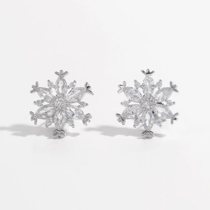 925 Sterling Silver Zircon Snowflake Earrings Carauana Store