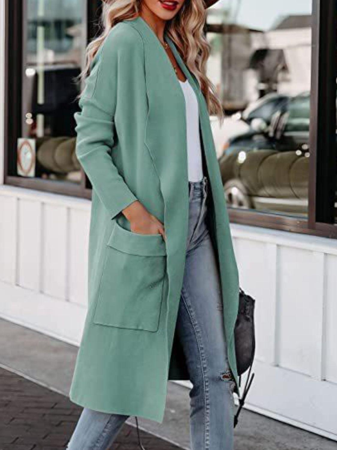 Open Front Dropped Shoulder Outerwear Carauana Store