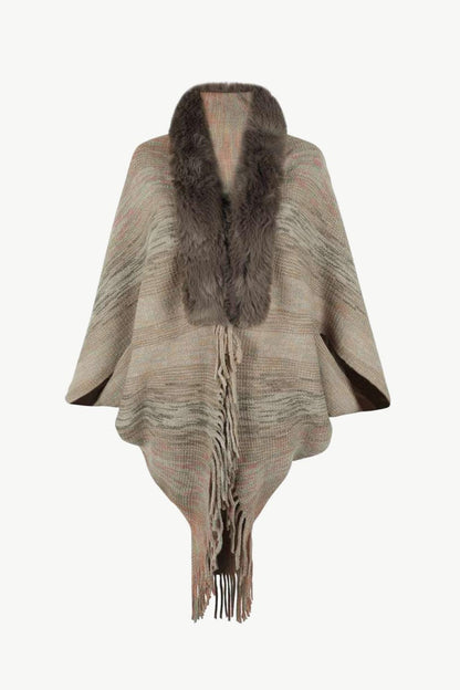 Open Front Fringe Hem Poncho Carauana Store