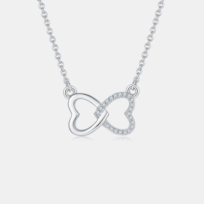 Moissanite 925 Sterling Silver Heart Bow Necklace Carauana Store