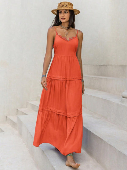 Lace Detail V-Neck Cami Dress Carauana Store