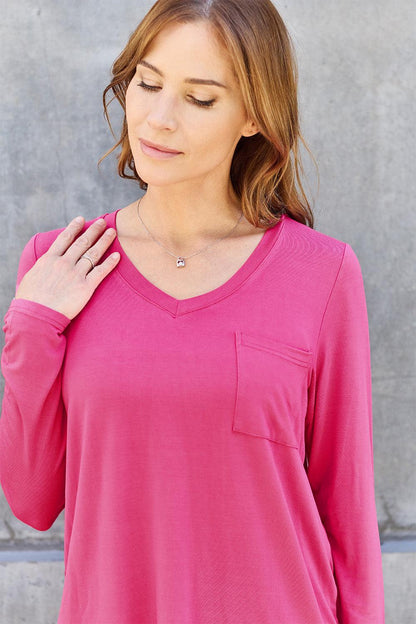 Basic Bae Full Size V-Neck Long Sleeve Top Carauana Store