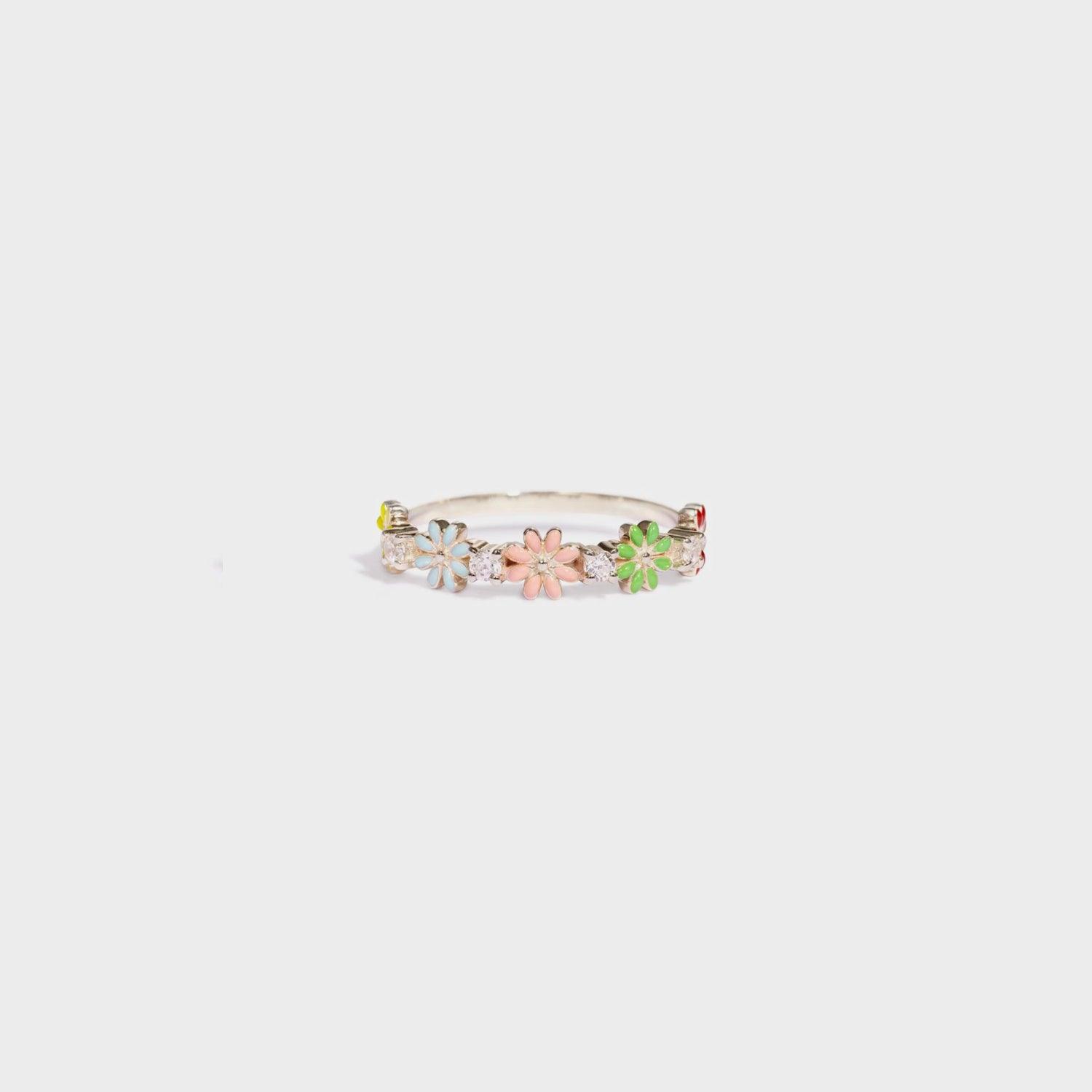 Flower Shape 925 Sterling Silver Zircon Ring Carauana Store