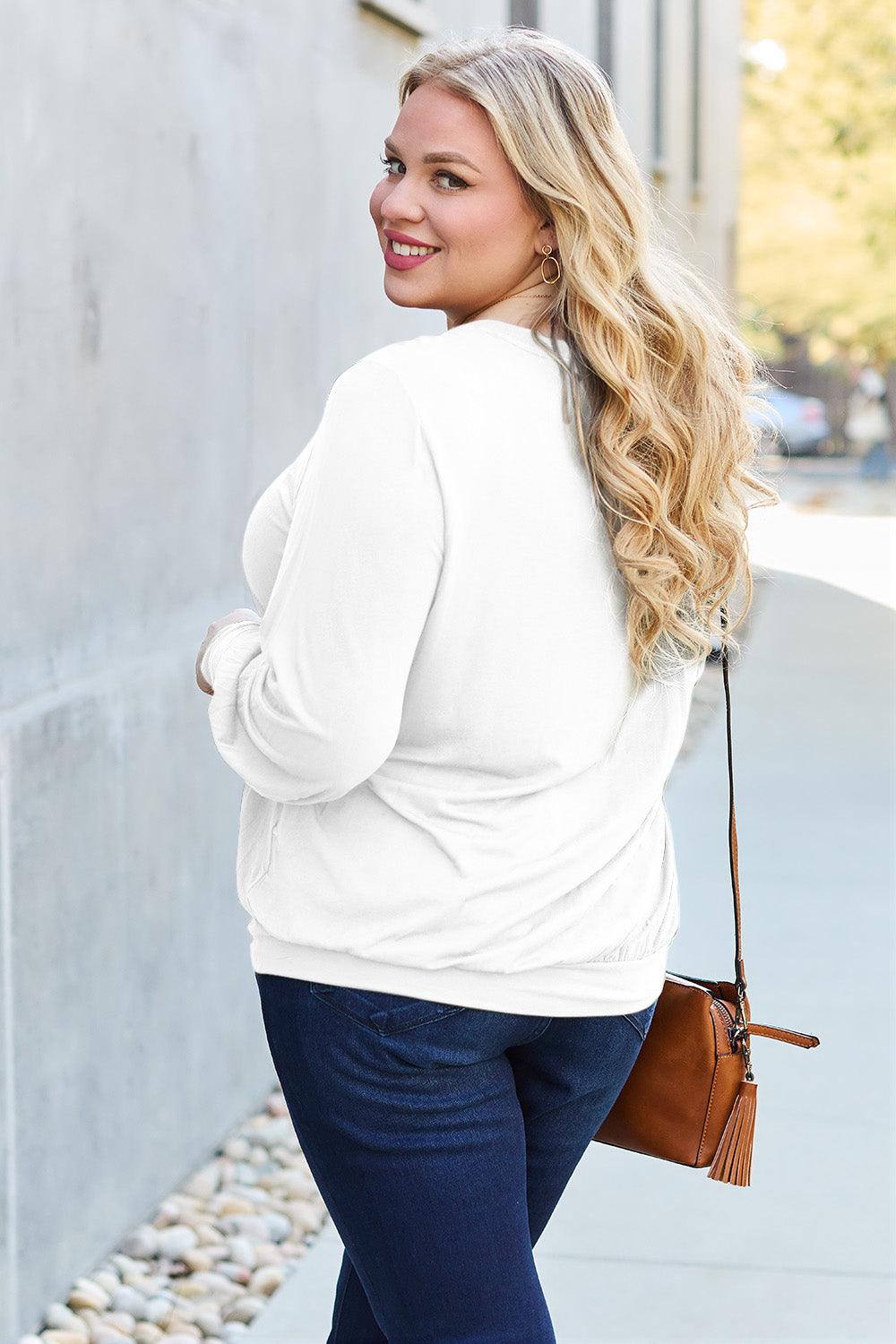 Basic Bae Full Size V-Neck Lantern Sleeve Blouse Carauana Store
