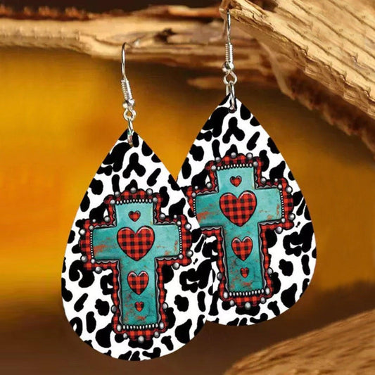 PU Leather Iron Hook Teardrop Earrings Carauana Store