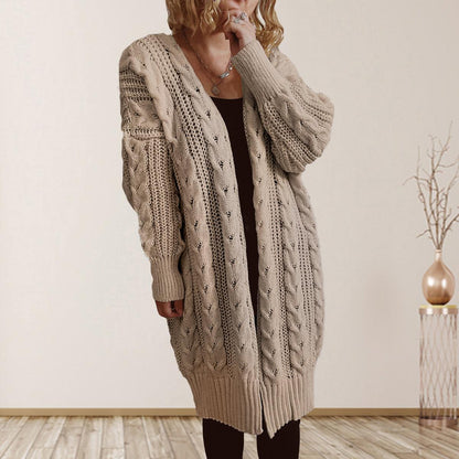 Cable-Knit Open Front Dropped Shoulder Cardigan Carauana Store