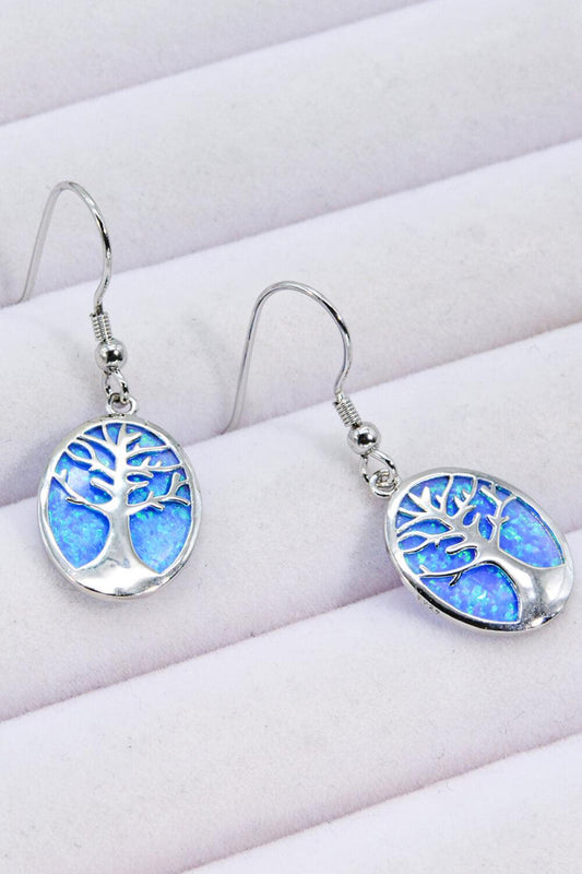 Opal Blue Platinum-Plated Drop Earrings Carauana Store