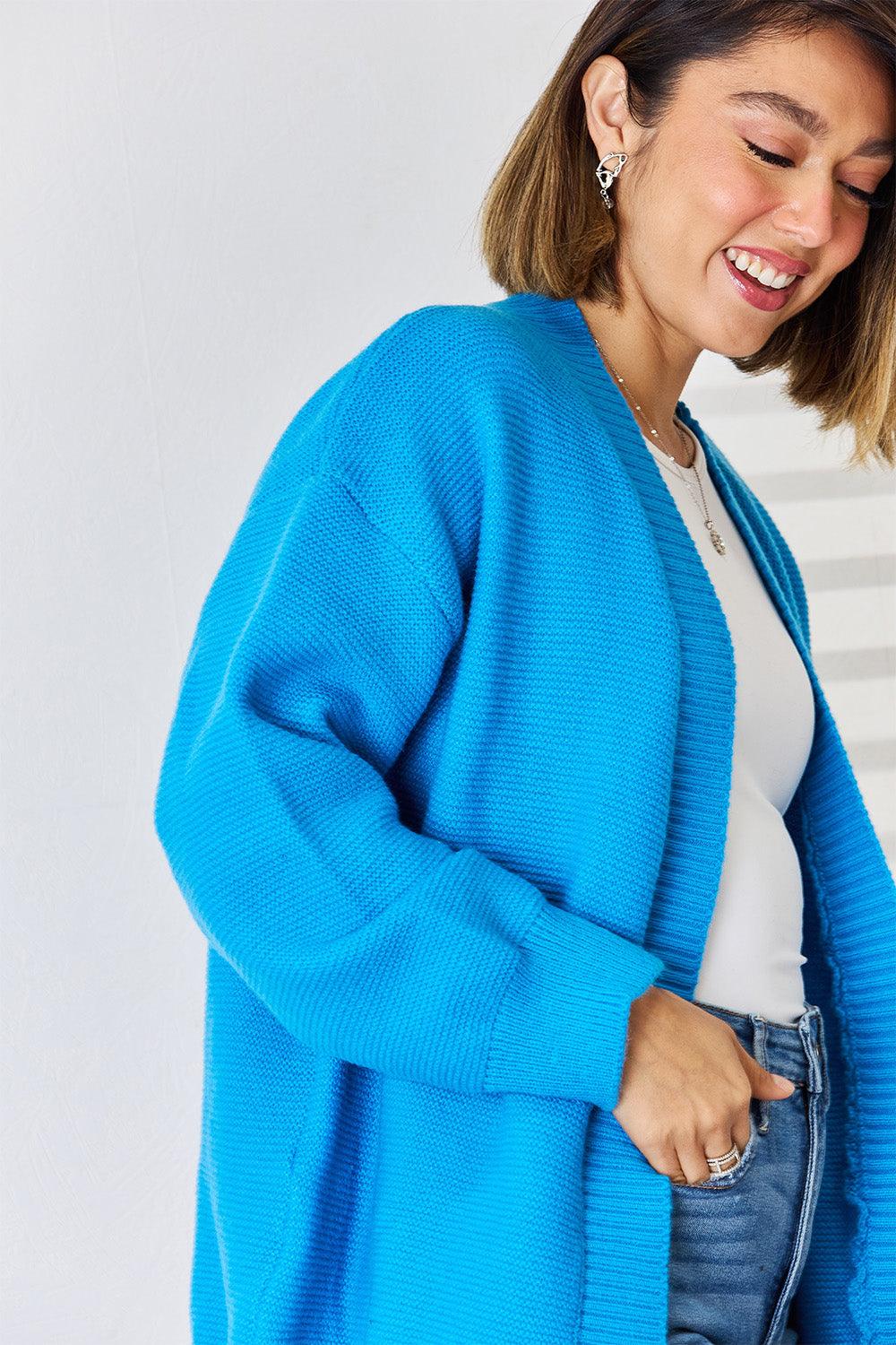 Open Front Dropped Shoulder Cardigan Carauana Store
