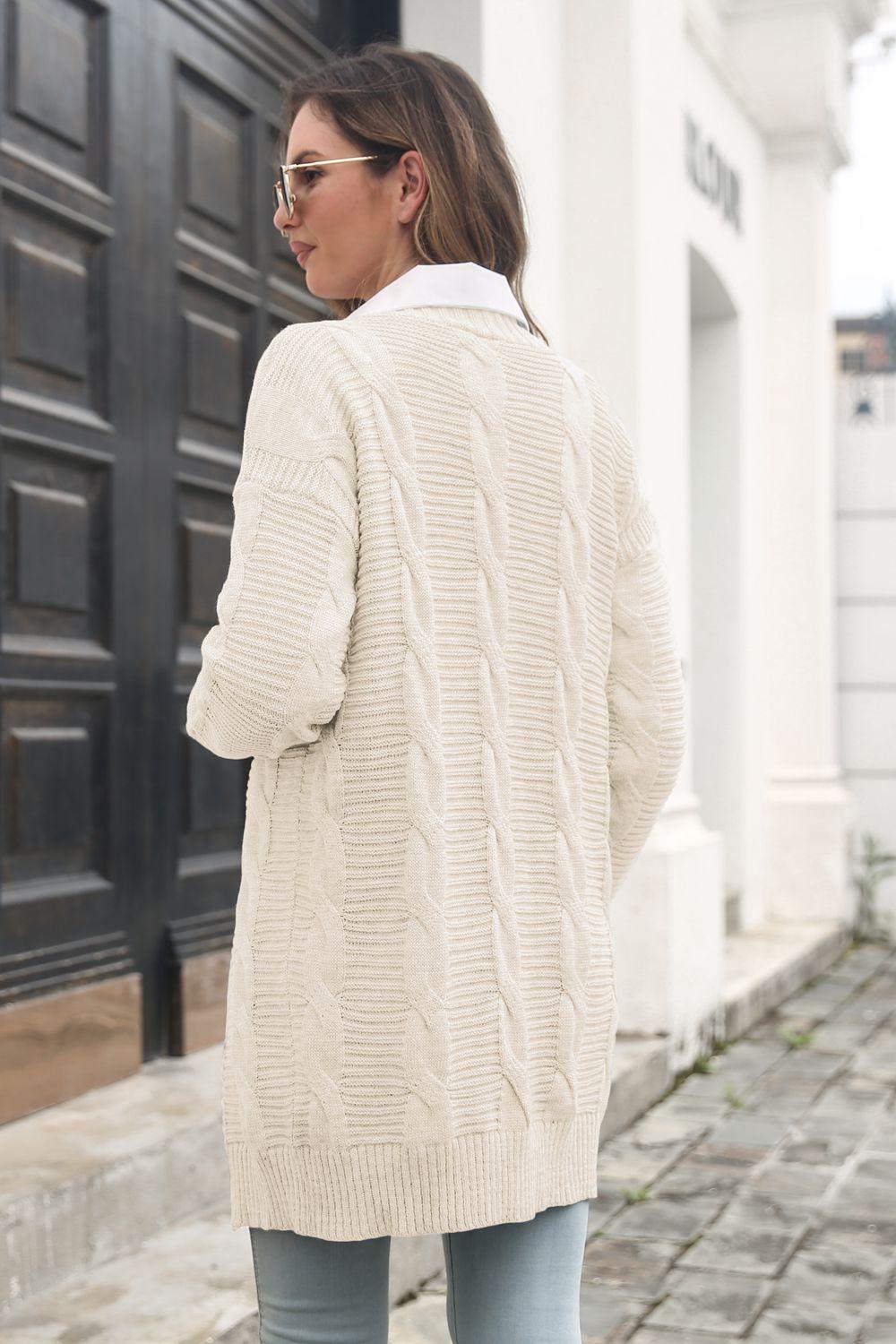 Open Front Cable-Knit Cardigan Carauana Store