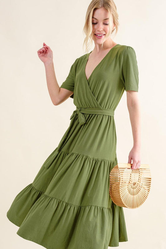 And The Why Soft Short Sleeve Tiered Midi Dress Carauana Store
