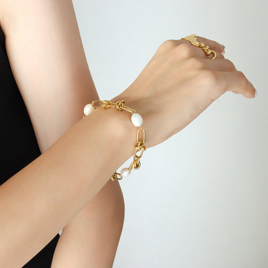 Freshwater Pearl Titanium Steel Bracelet Carauana Store