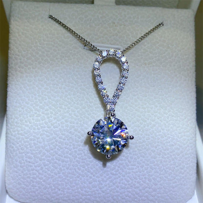5 Carat Moissanite 925 Sterling Silver Teardrop Necklace Carauana Store