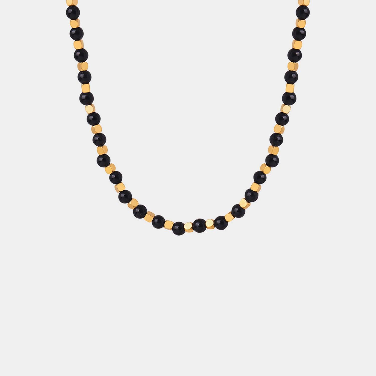 Agate Beaded Titanium Steel Necklace Carauana Store