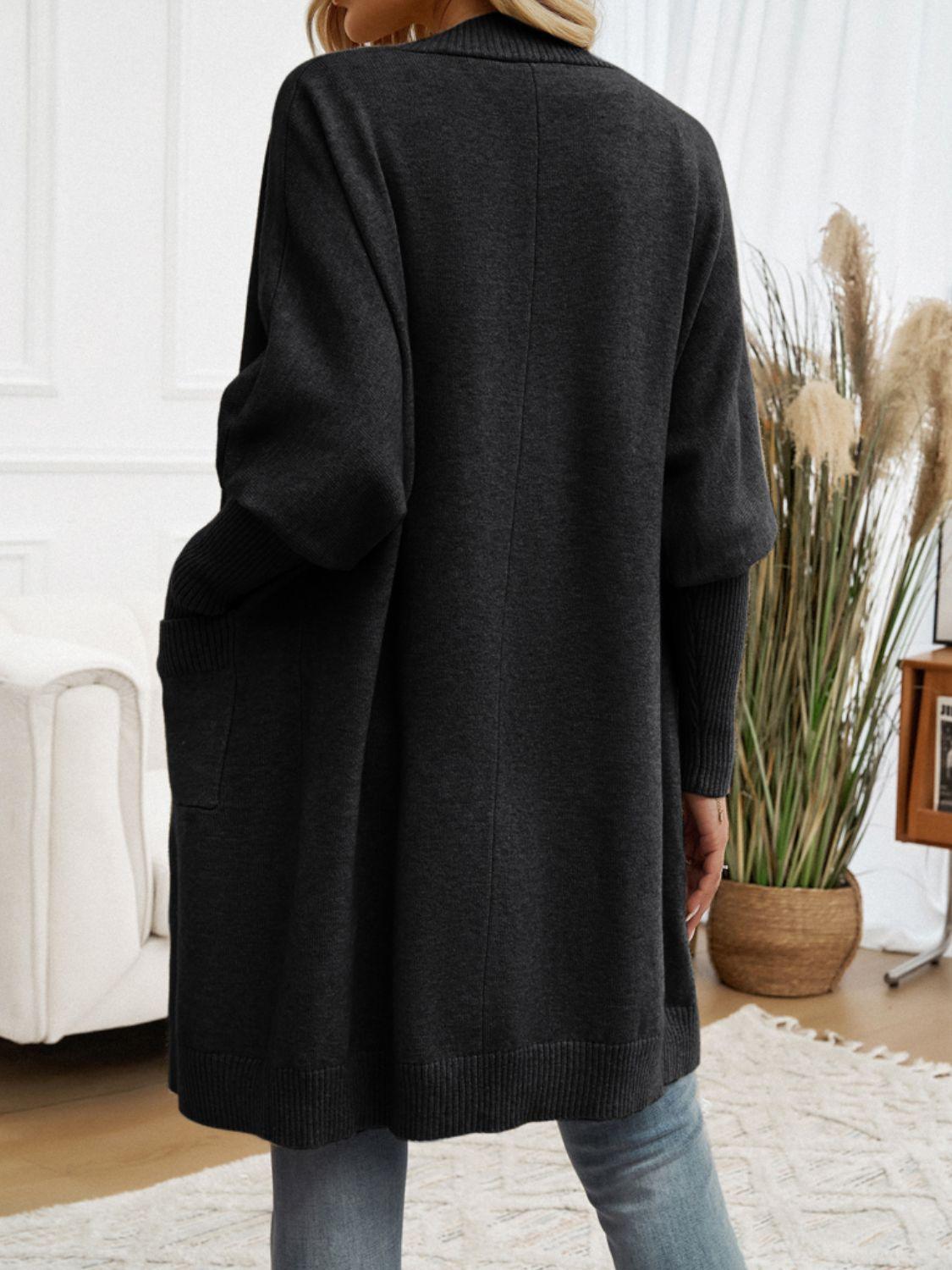 Devine Open Front Long Sleeve Cardigan Carauana Store