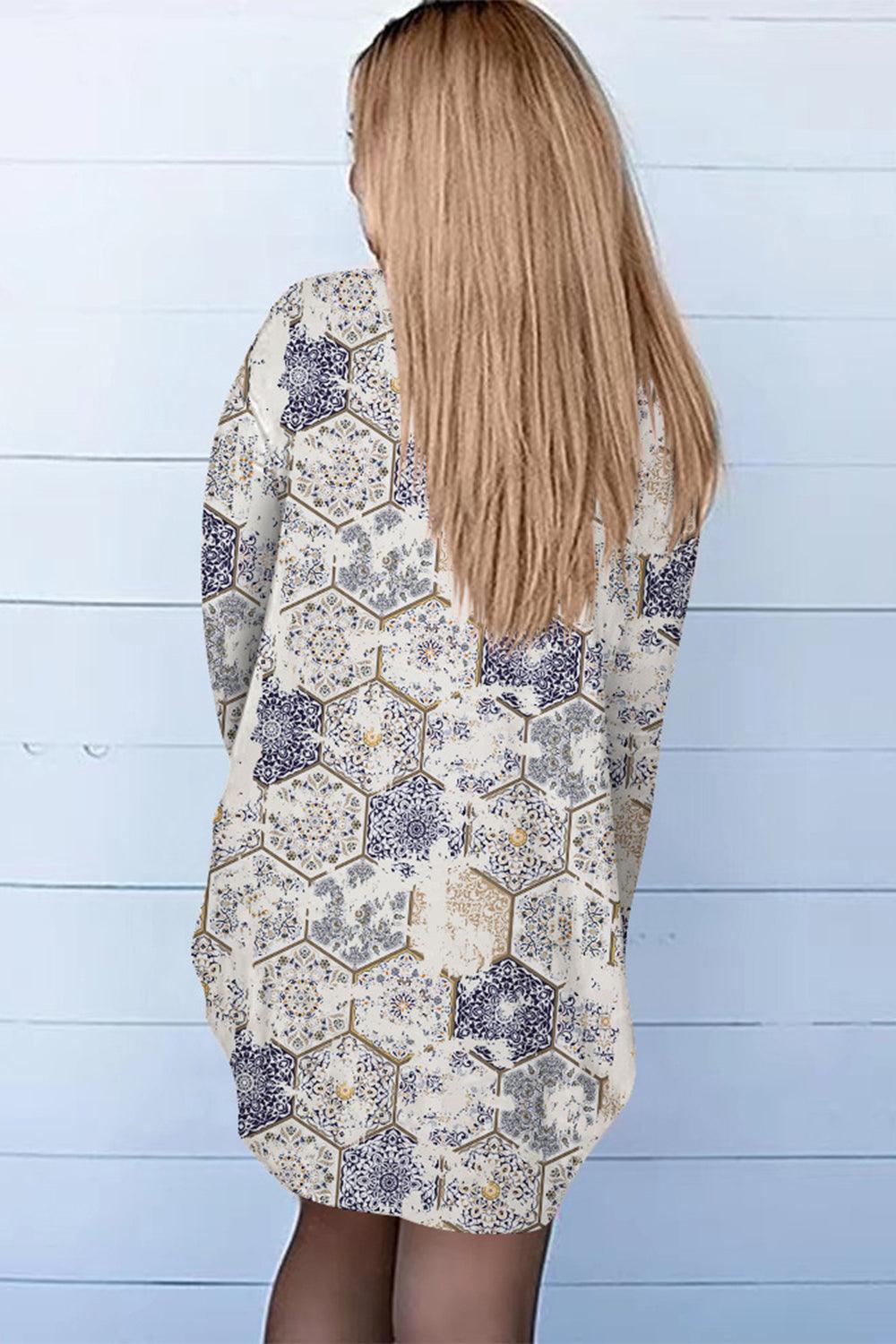 Printed Long Sleeve Cardigan Carauana Store