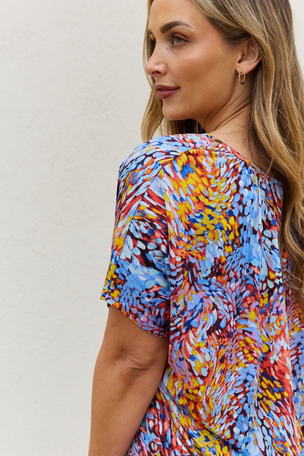 Be Stage Full Size Printed Dolman Flowy Top Carauana Store