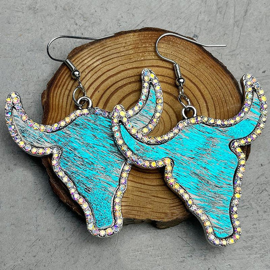 Rhinestone Bull Earrings Carauana Store