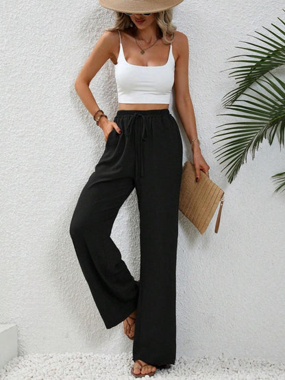 Wide Leg Drawstring Pants Carauana Store