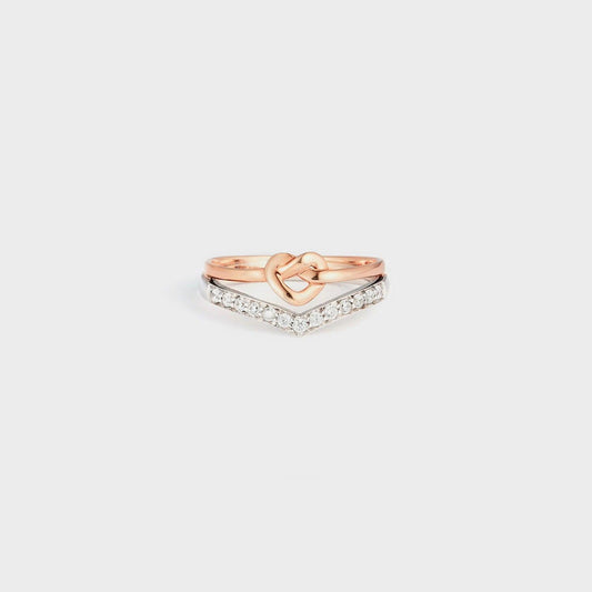 Knotted Heart Shape Inlaid Zircon Ring Carauana Store