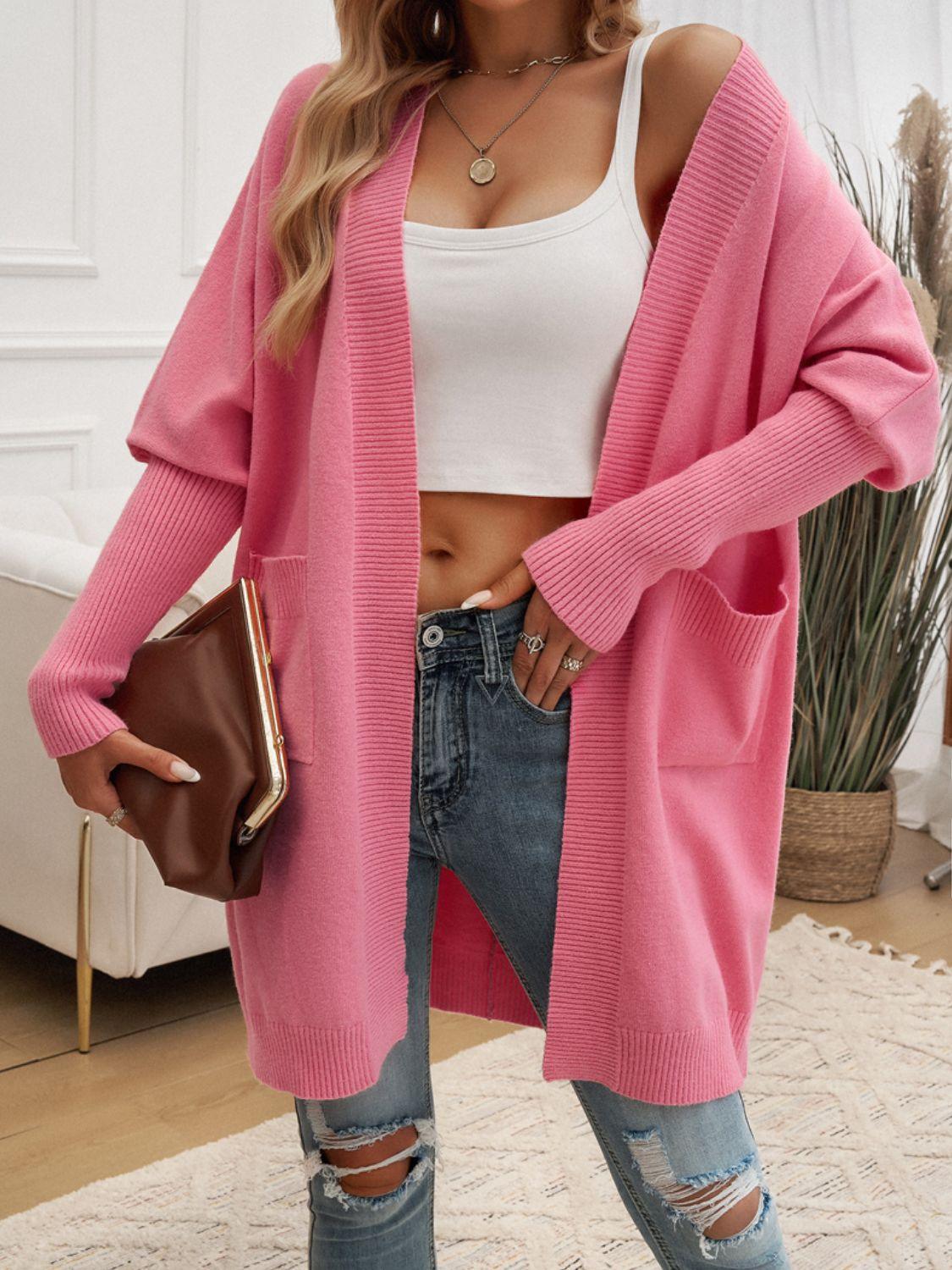 Devine Open Front Long Sleeve Cardigan Carauana Store
