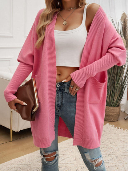 Devine Open Front Long Sleeve Cardigan Carauana Store