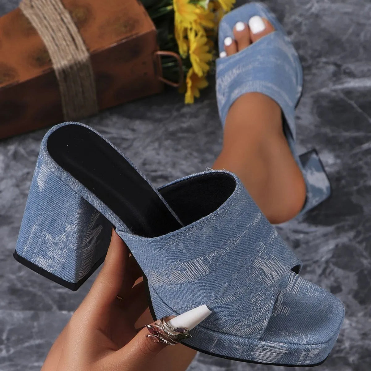 Open Toe Block Heels Sandals Carauana Store