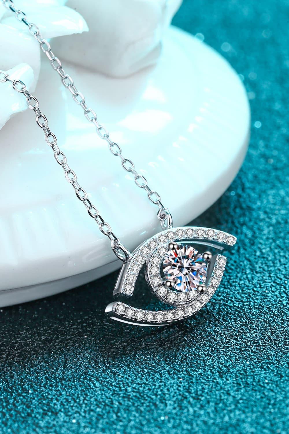 Moissanite Evil Eye Pendant 925 Sterling Silver Necklace Carauana Store