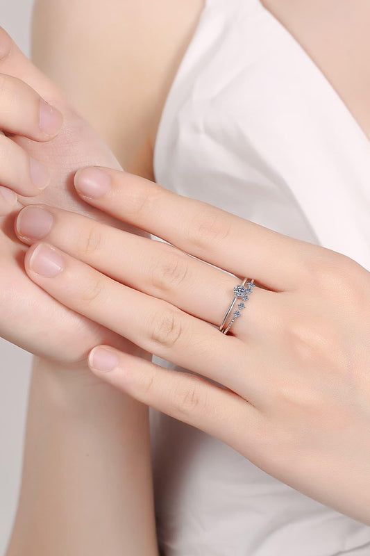 Moissanite 925 Sterling Silver Two-Piece Ring Set Carauana Store