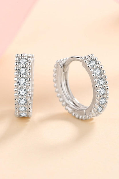 925 Sterling Silver Inlaid Moissanite Huggie Earrings Carauana Store