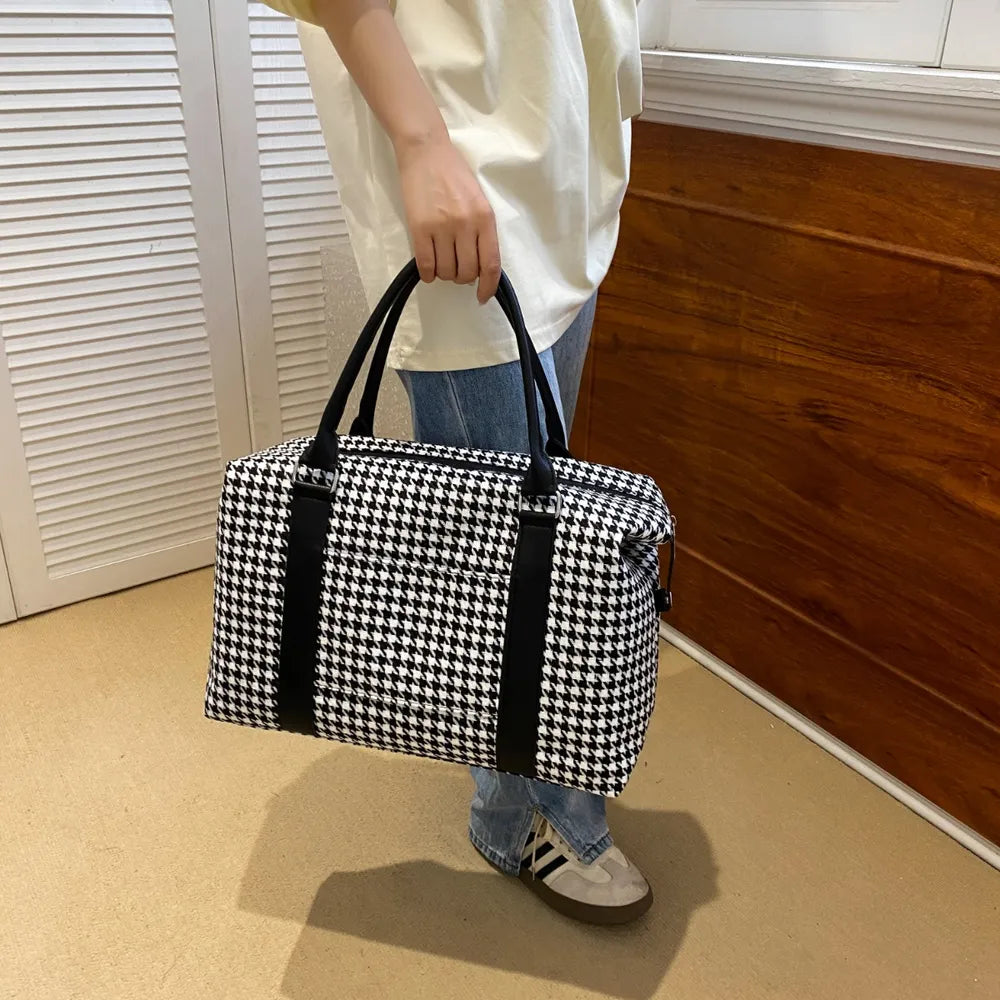 Houndstooth Canvas Travel Bag Carauana Store
