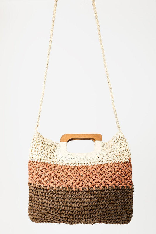 Fame Color Block Double-Use Braided Tote Bag Carauana Store