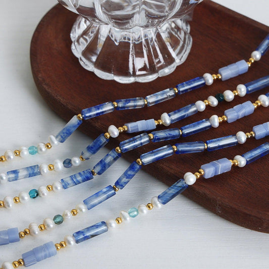 Freshwater Pearl Titanium Steel Geometric Bead Necklace Carauana Store