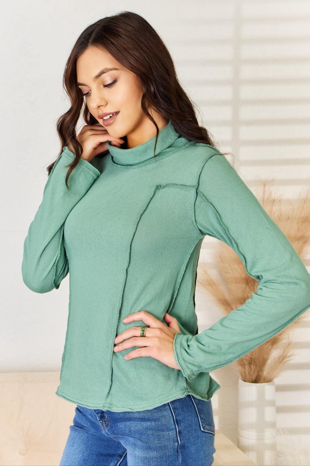 POL Exposed Seam Long Sleeve Knit Top Carauana Store