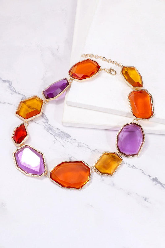 Geometrical Shape Zinc Alloy Frame Resin Necklace Carauana Store