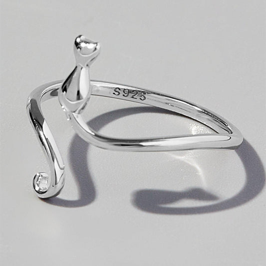 Cat Shape 925 Sterling Silver Ring Carauana Store