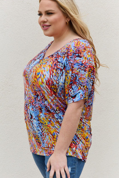 Be Stage Full Size Printed Dolman Flowy Top Carauana Store