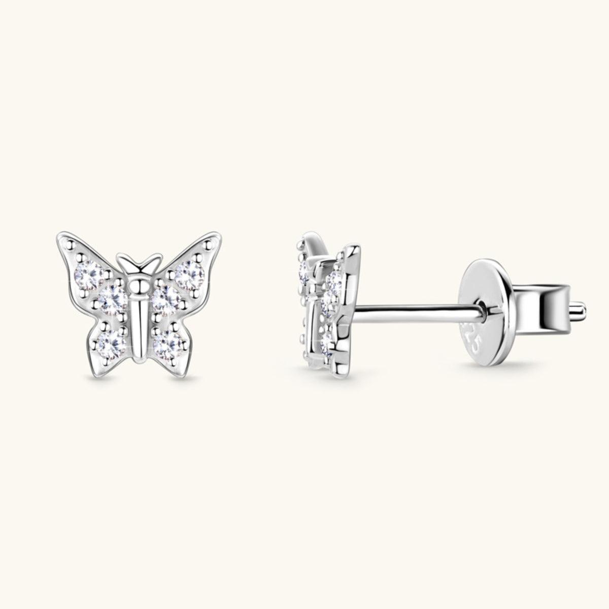 Moissanite 925 Sterling Silver Butterfly Stud Earrings Carauana Store