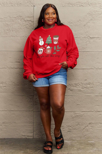 Simply Love Full Size JINGLE ALL THE WAY Long Sleeve Sweatshirt Carauana Store