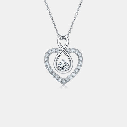 1 Carat Moissanite 925 Sterling Silver Heart Shape Necklace Carauana Store