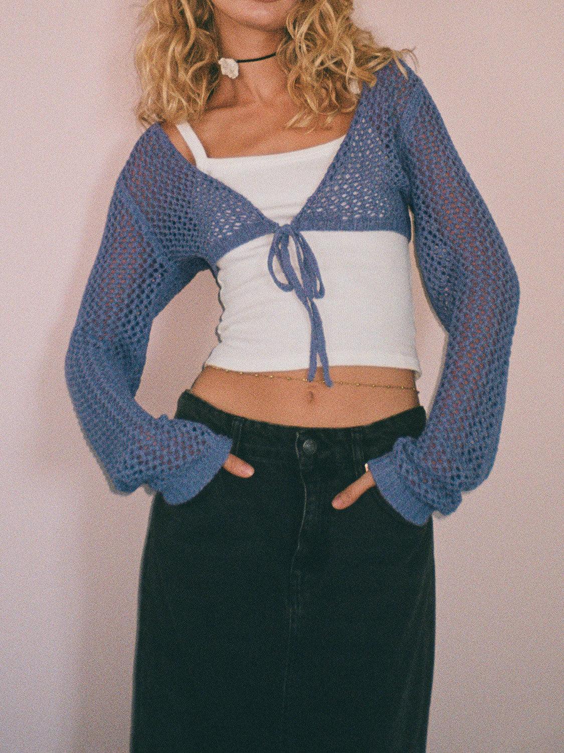 Openwork Tied Dropped Shoulder Cardigan Carauana Store