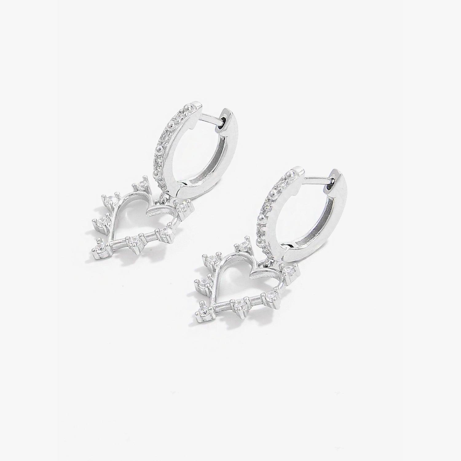 925 Sterling Silver Inlaid Zircon Heart Dangle Earrings Carauana Store