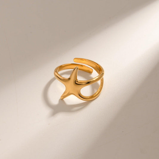 Gold-Plated Stainless Steel Star Ring Carauana Store