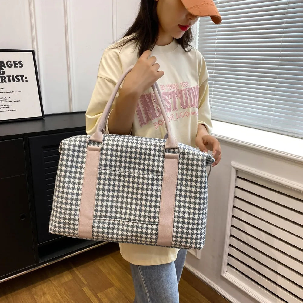 Houndstooth Canvas Travel Bag Carauana Store