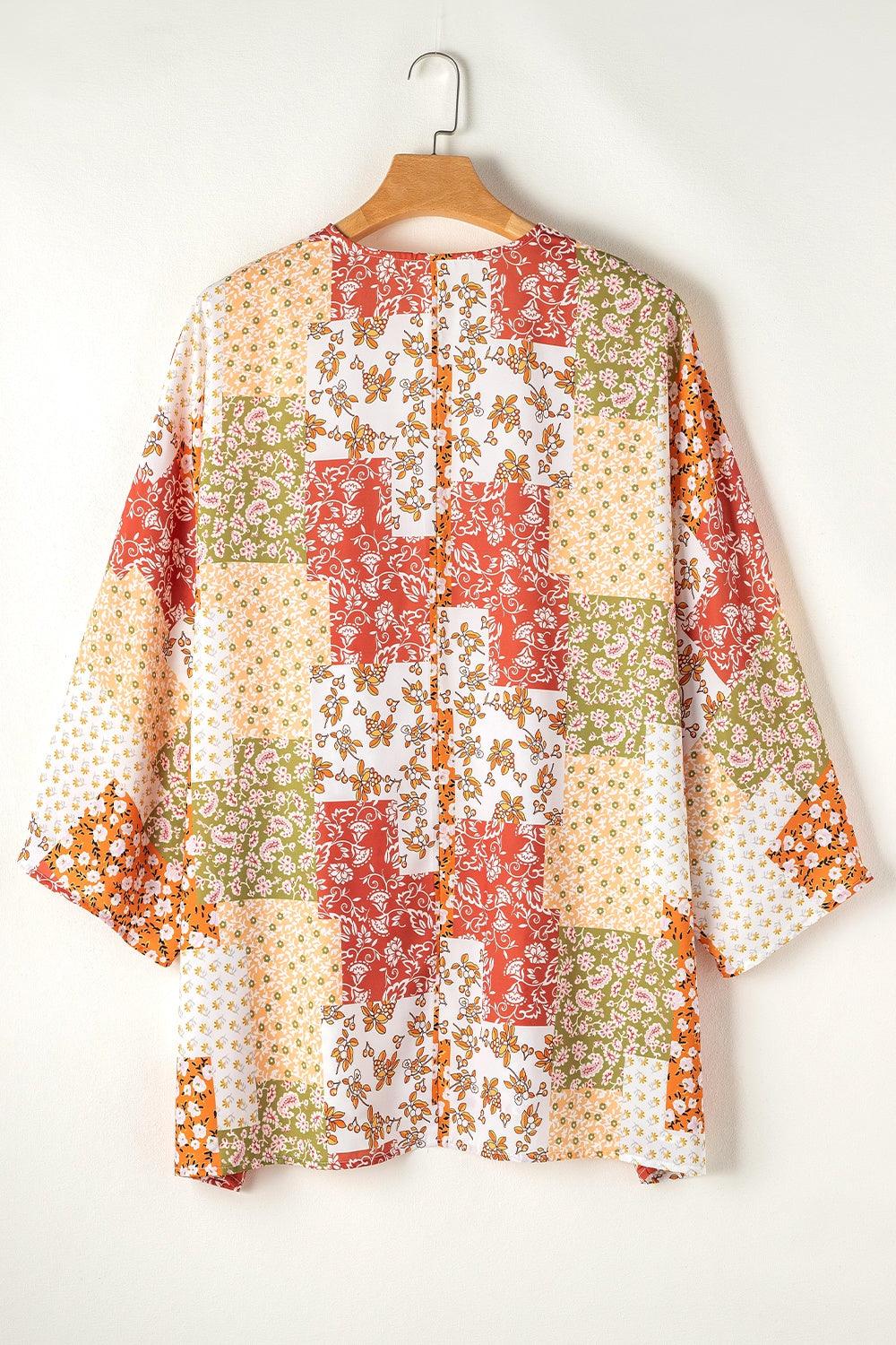 Printed Open Front Long Sleeve Cover-Up Carauana Store