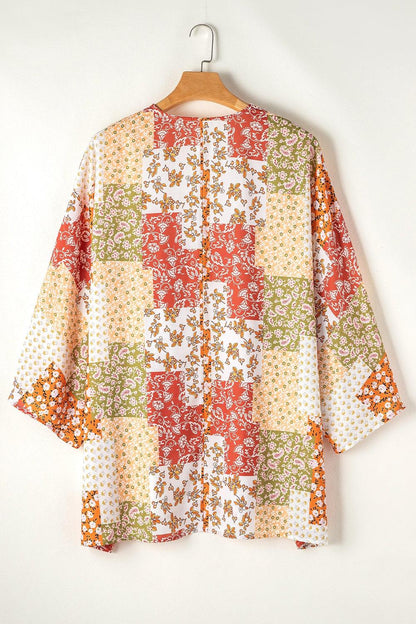 Printed Open Front Long Sleeve Cover-Up Carauana Store