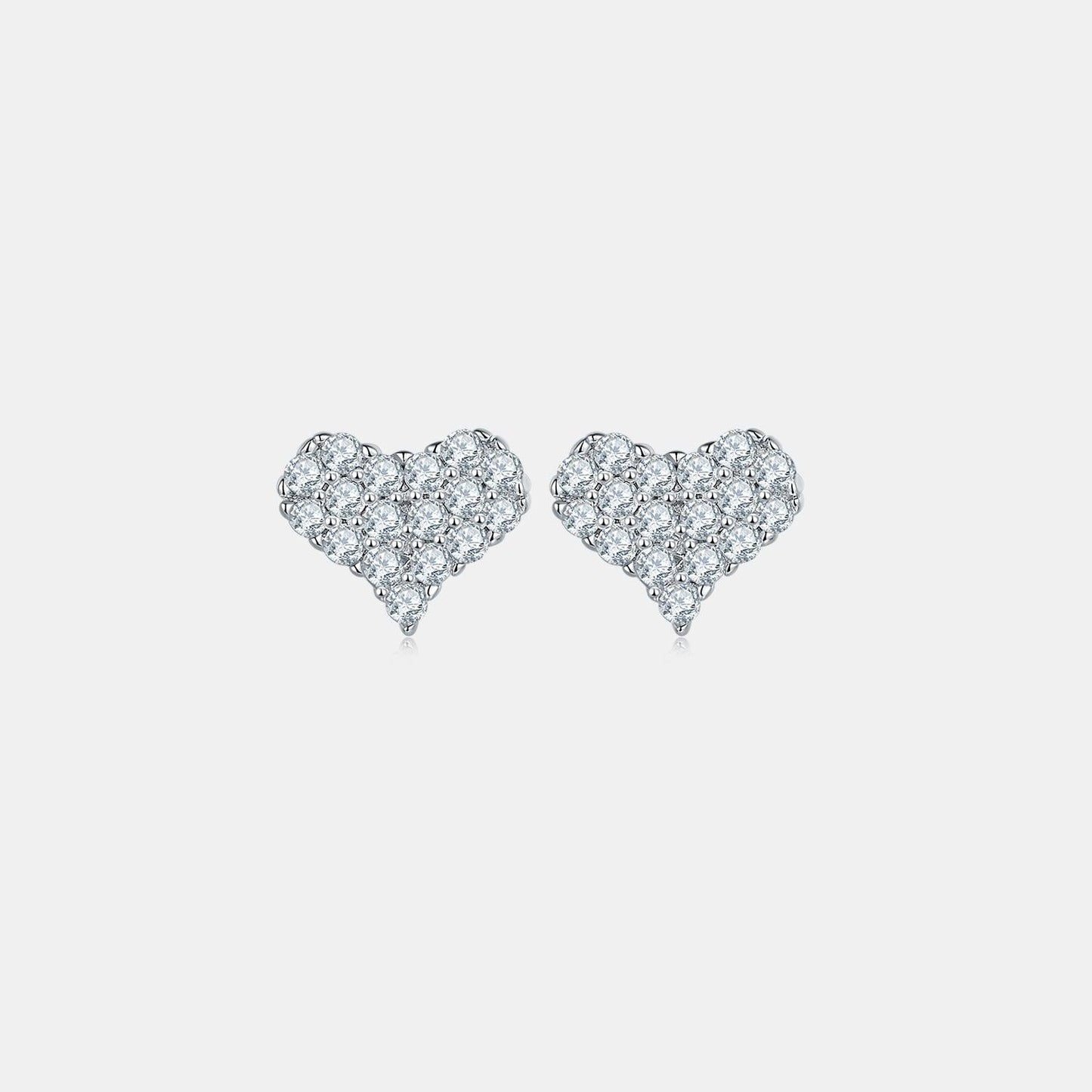 Moissanite 925 Sterling Silver Heart Stud Earrings Carauana Store