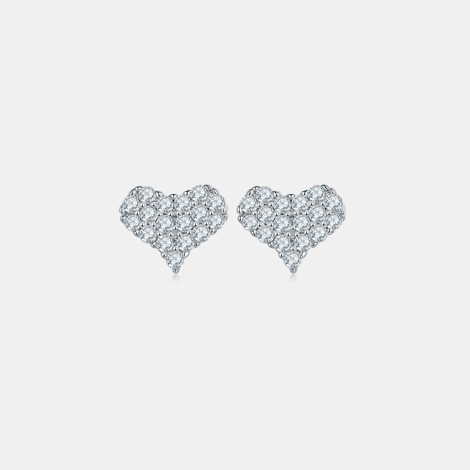 Moissanite 925 Sterling Silver Heart Stud Earrings Carauana Store